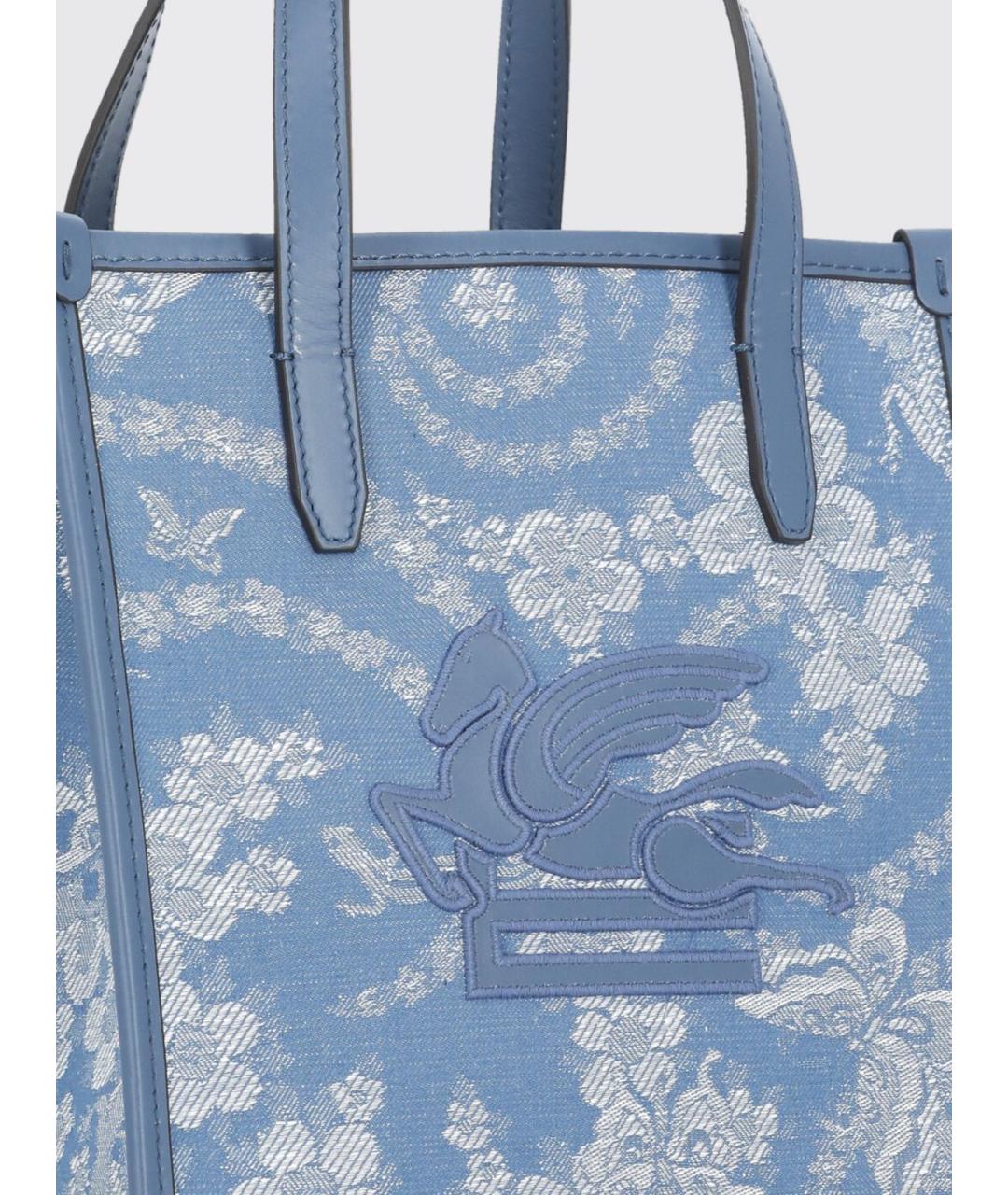 ETRO Голубая жаккардовая сумка тоут, фото 4