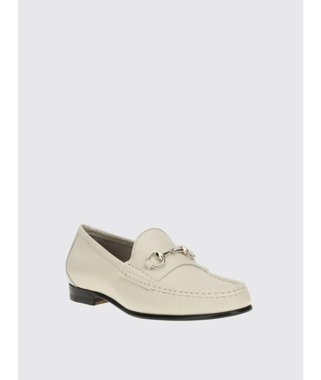 GUCCI Бежевые кожаные лоферы, фото 2