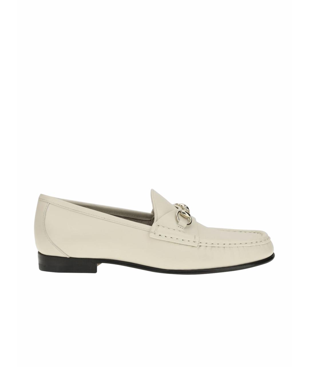 GUCCI Бежевые кожаные лоферы, фото 4