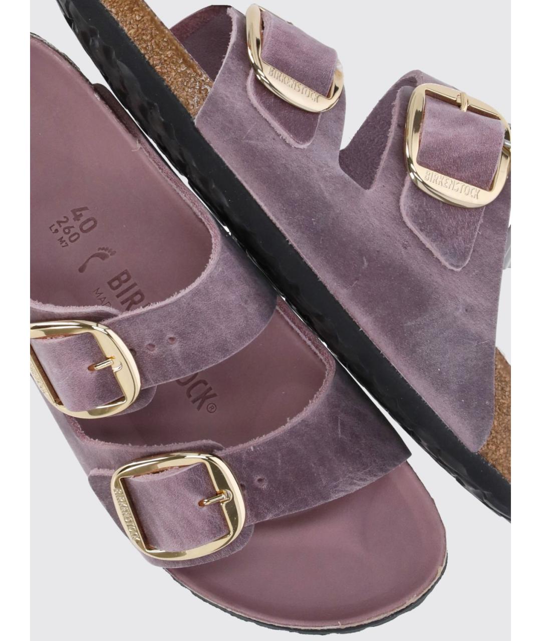 BIRKENSTOCK Фиолетовые кожаные шлепанцы, фото 4