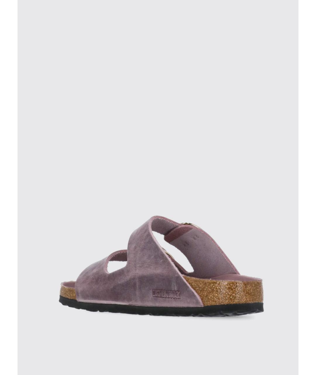 BIRKENSTOCK Фиолетовые кожаные шлепанцы, фото 2