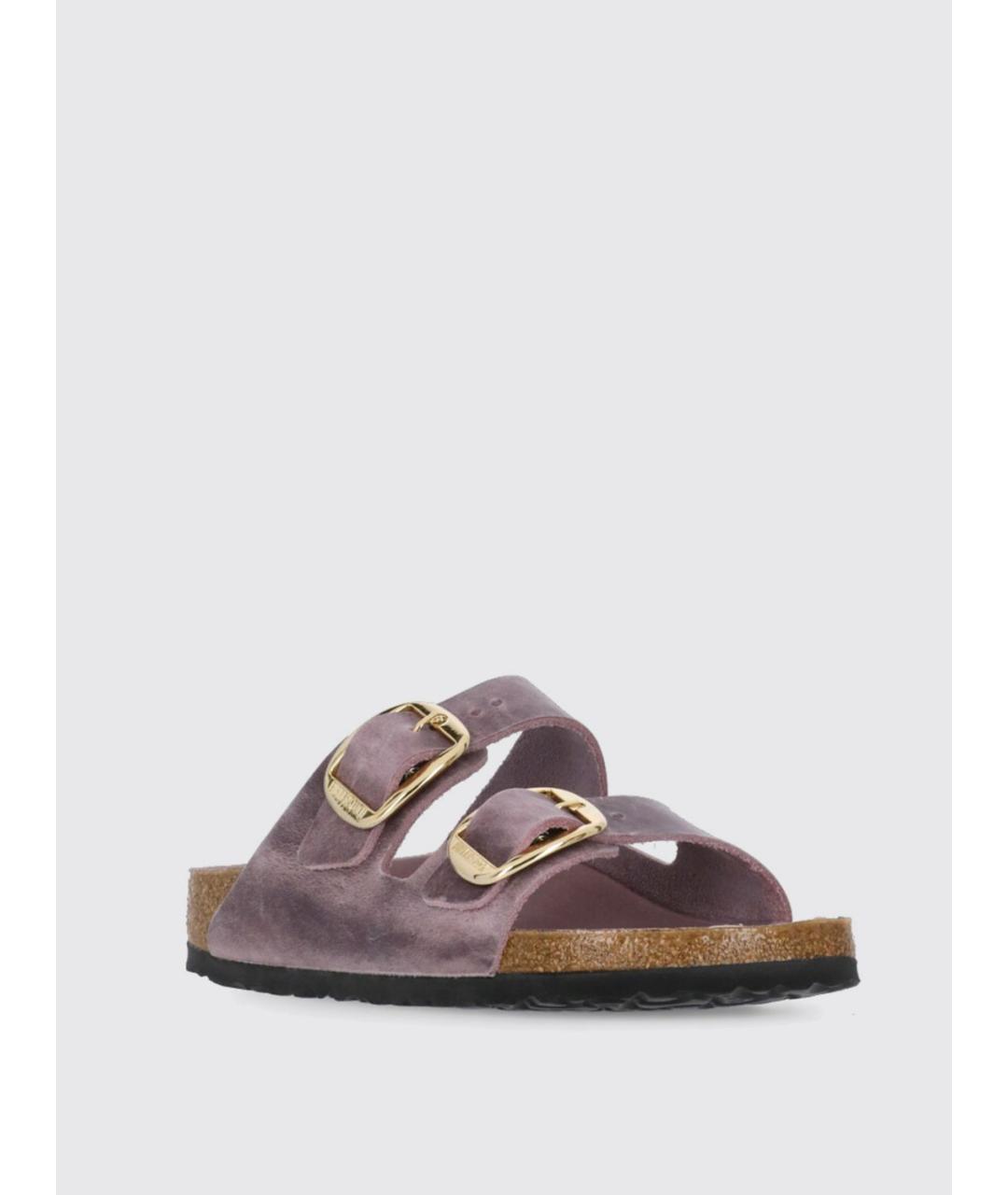 BIRKENSTOCK Фиолетовые кожаные шлепанцы, фото 3