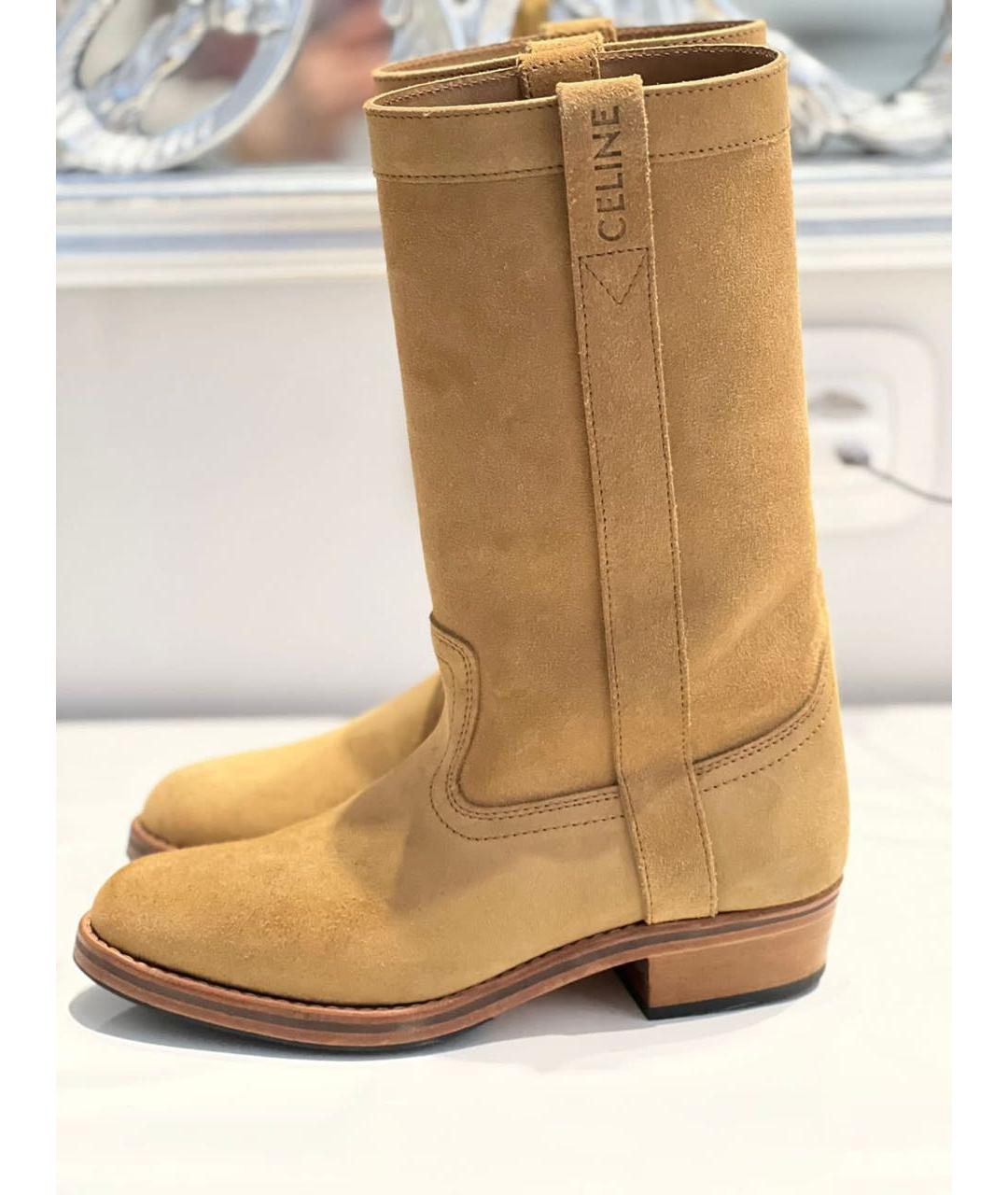 CELINE Горчичные замшевые полусапоги, фото 1