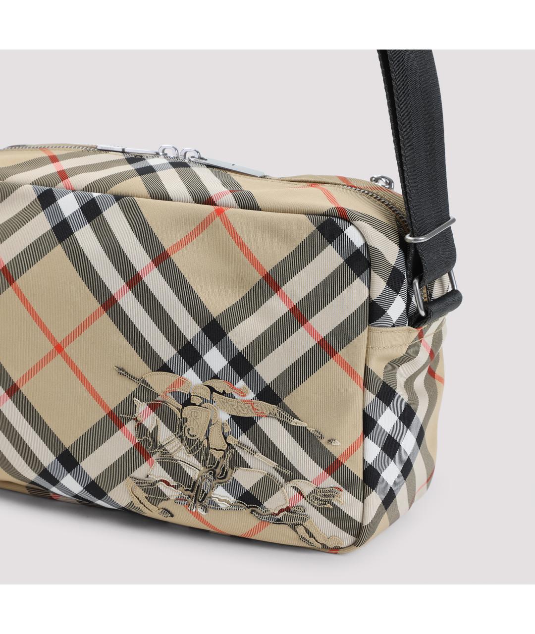 BURBERRY Бежевая синтетическая сумка на плечо, фото 4