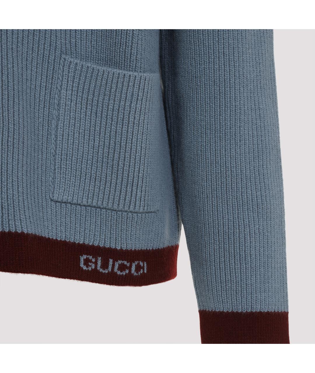 GUCCI Синий шерстяной кардиган, фото 4