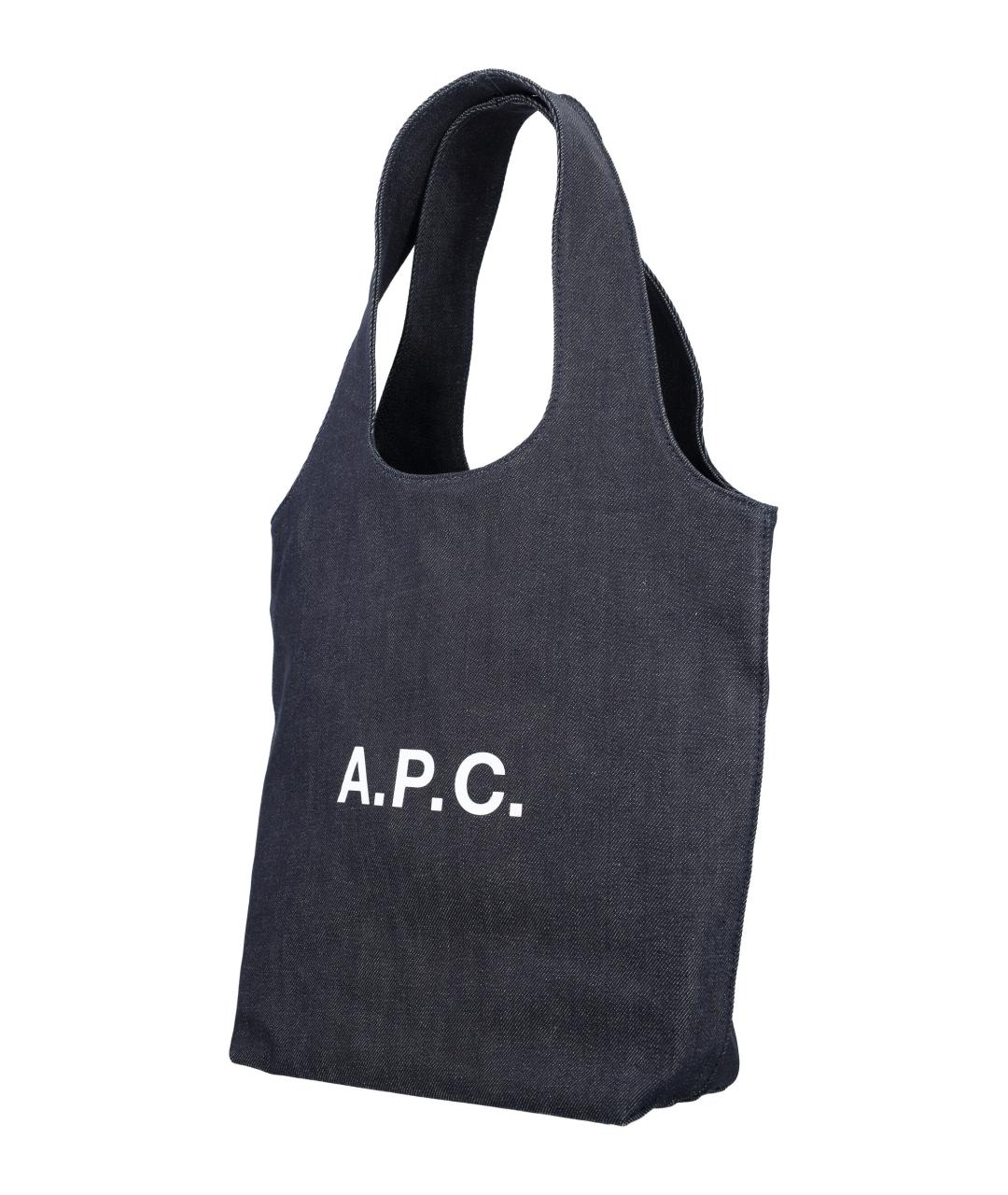 A.P.C. Антрацитовая хлопковая сумка тоут, фото 3