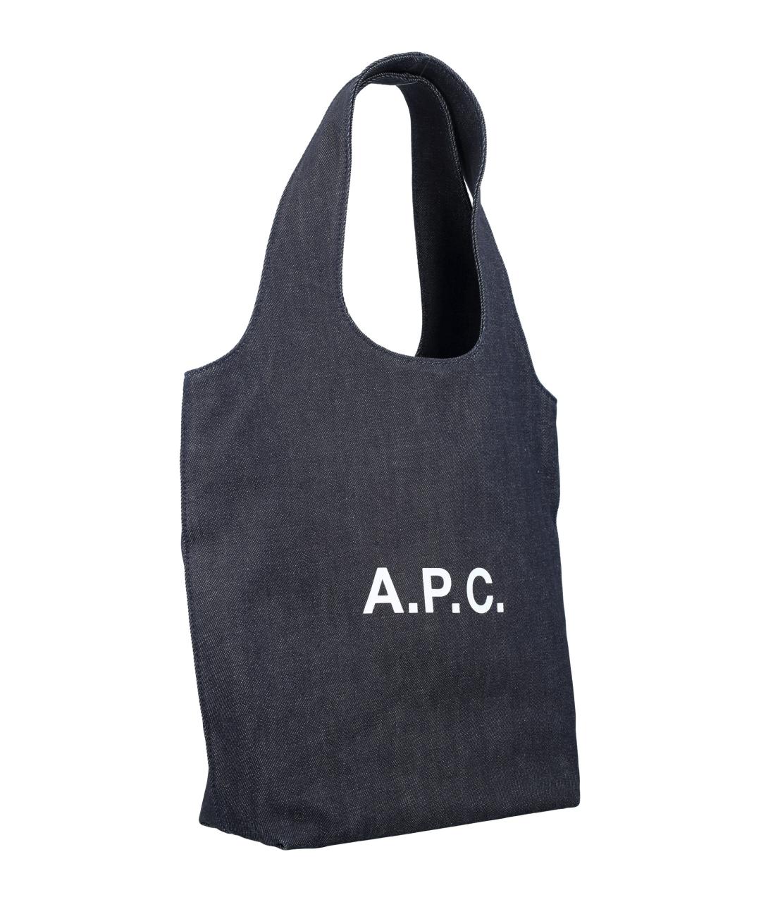 A.P.C. Антрацитовая хлопковая сумка тоут, фото 2