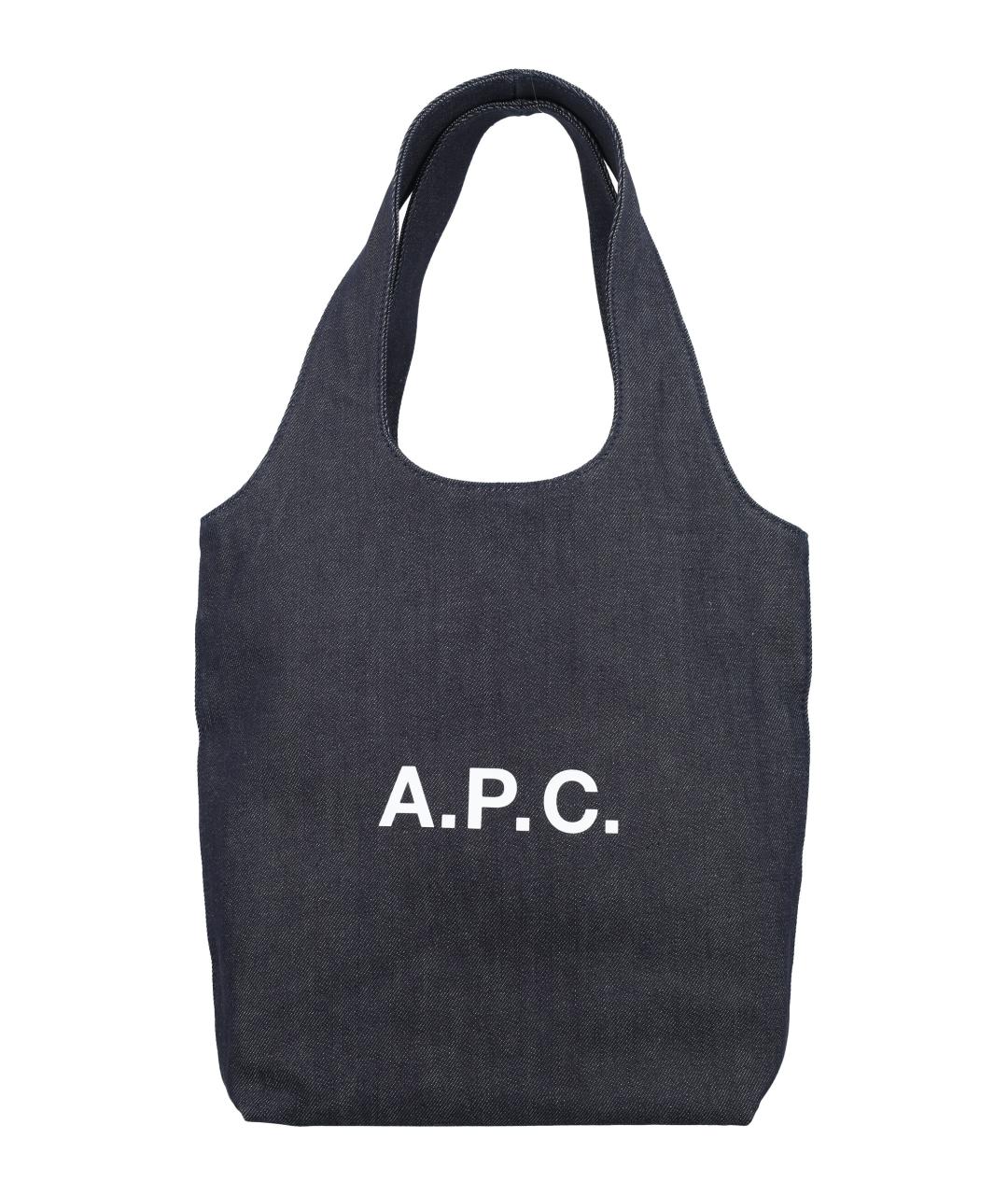 A.P.C. Антрацитовая хлопковая сумка тоут, фото 1