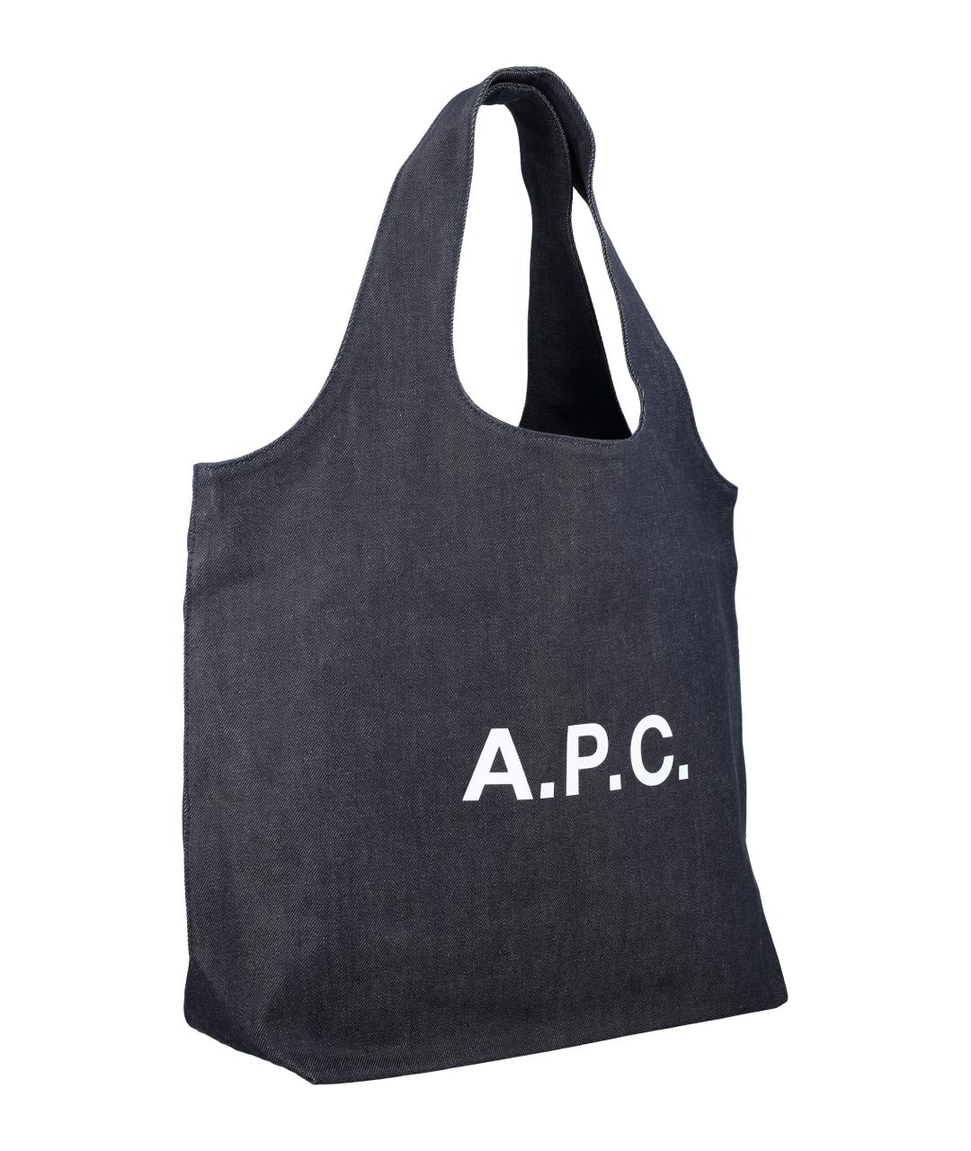 A.P.C. Черная хлопковая сумка тоут, фото 2