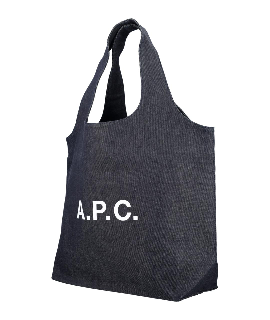 A.P.C. Черная хлопковая сумка тоут, фото 3