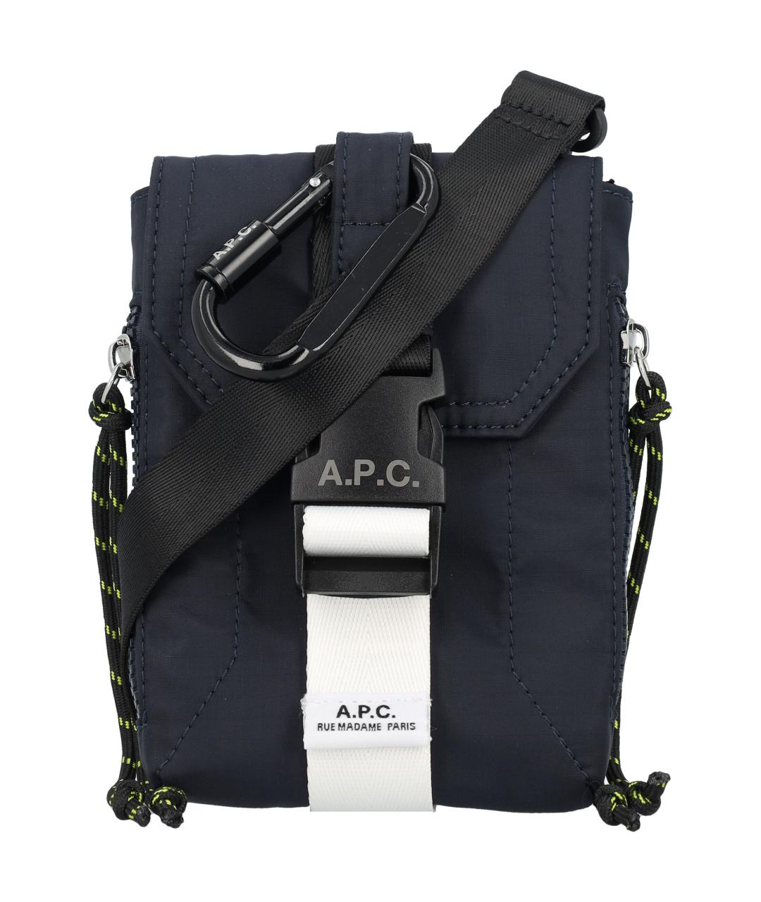 A.P.C. Темно-синяя синтетическая сумка на плечо, фото 1