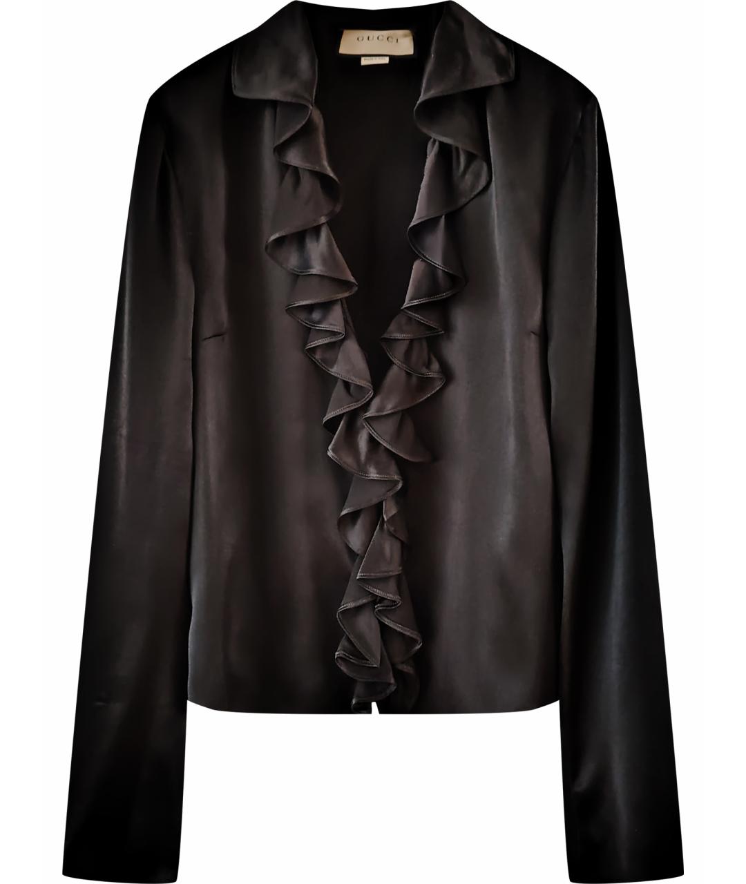 GUCCI Черная шелковая блузы, фото 1