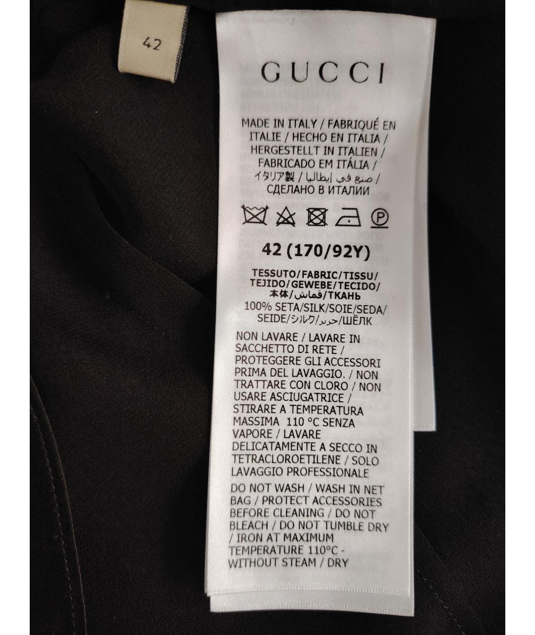GUCCI Черная шелковая блузы, фото 5