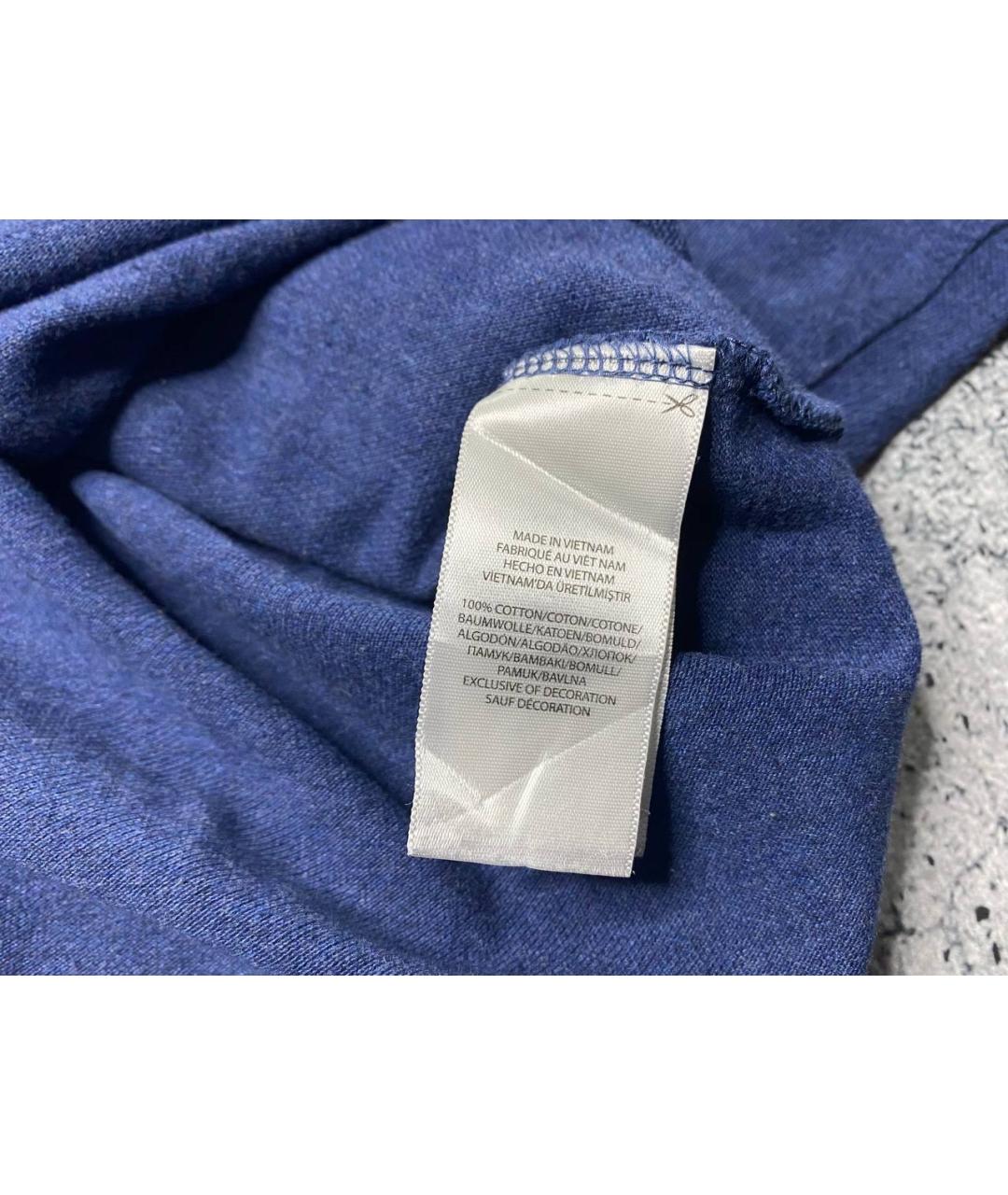 POLO RALPH LAUREN Синее хлопковое поло с длинным рукавом, фото 8