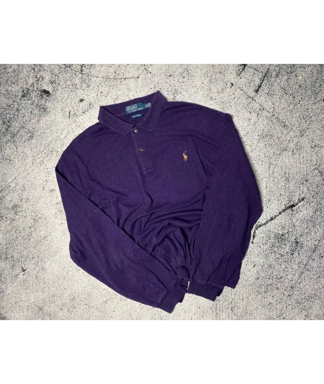 POLO RALPH LAUREN Фиолетовое хлопковое поло с длинным рукавом, фото 4