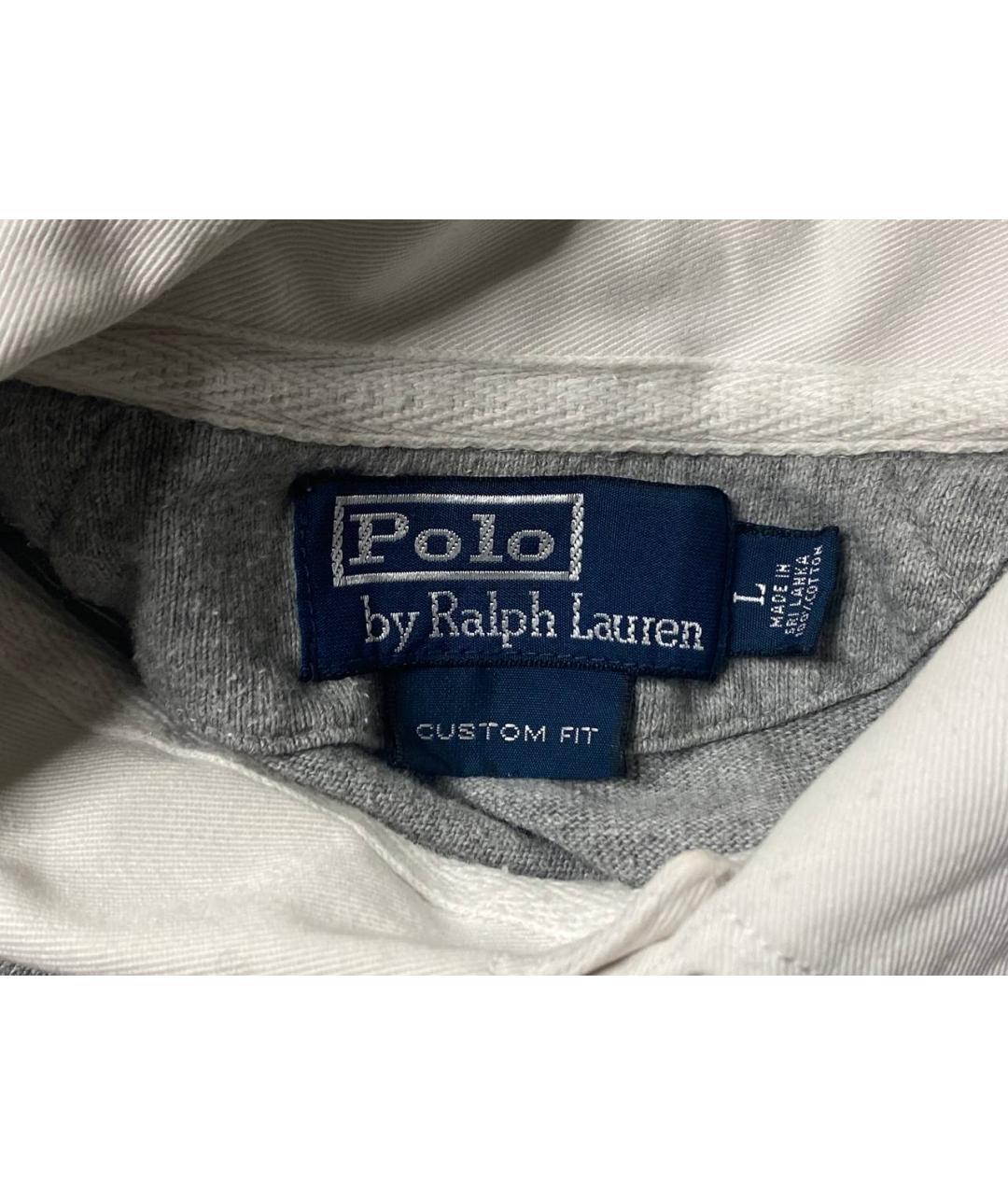 POLO RALPH LAUREN Серое хлопковое поло с длинным рукавом, фото 9