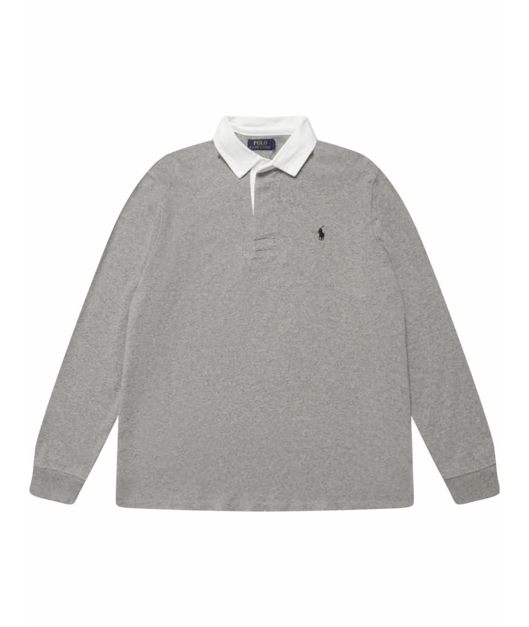 POLO RALPH LAUREN Серое хлопковое поло с длинным рукавом, фото 1