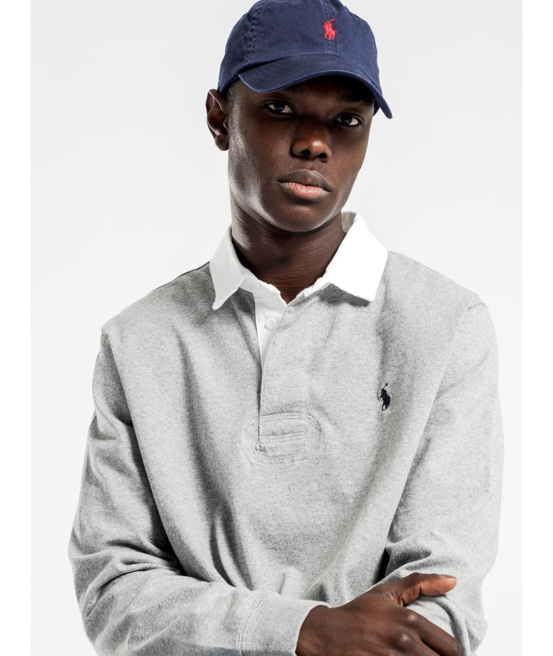 POLO RALPH LAUREN Серое хлопковое поло с длинным рукавом, фото 7