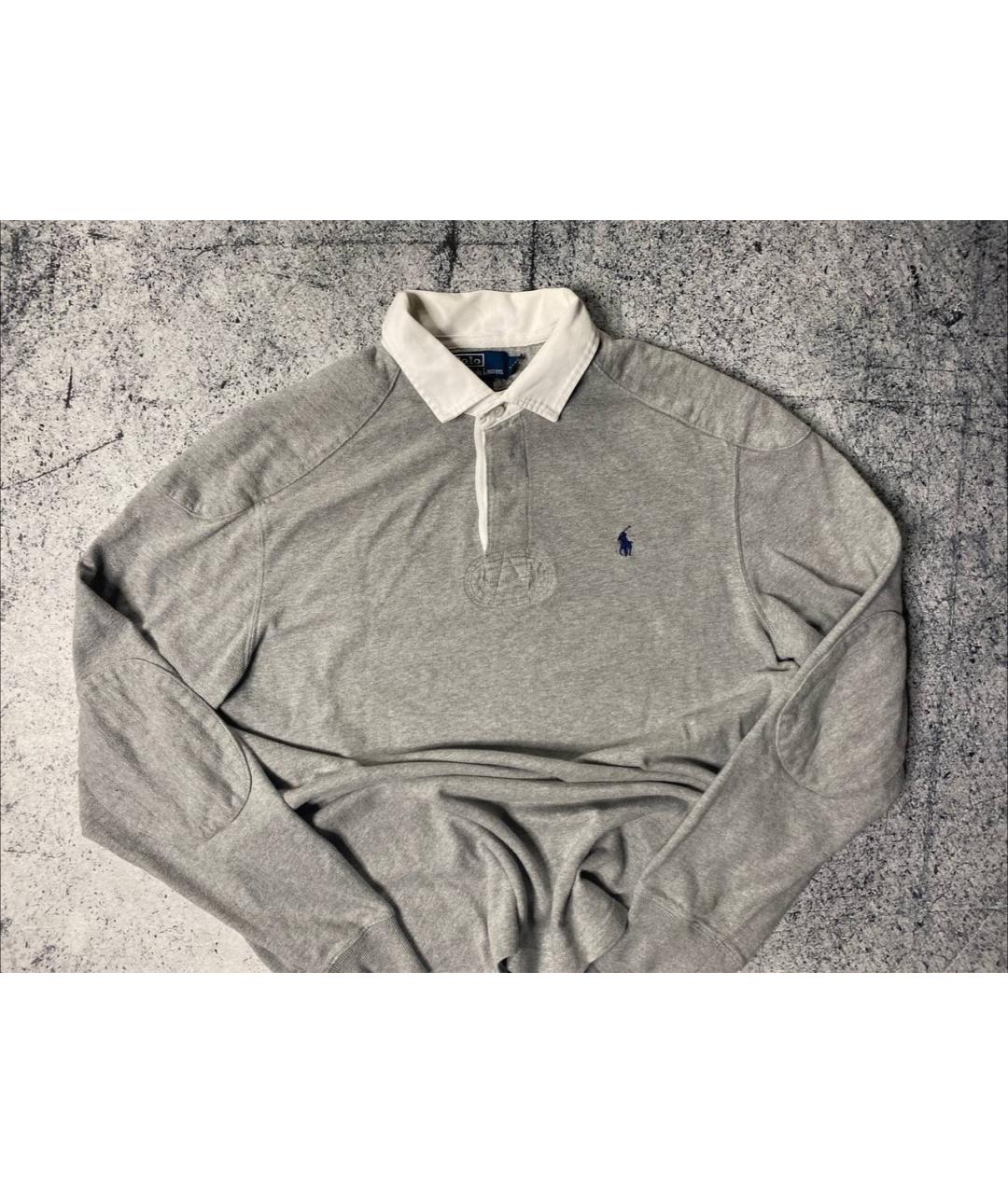 POLO RALPH LAUREN Серое хлопковое поло с длинным рукавом, фото 4