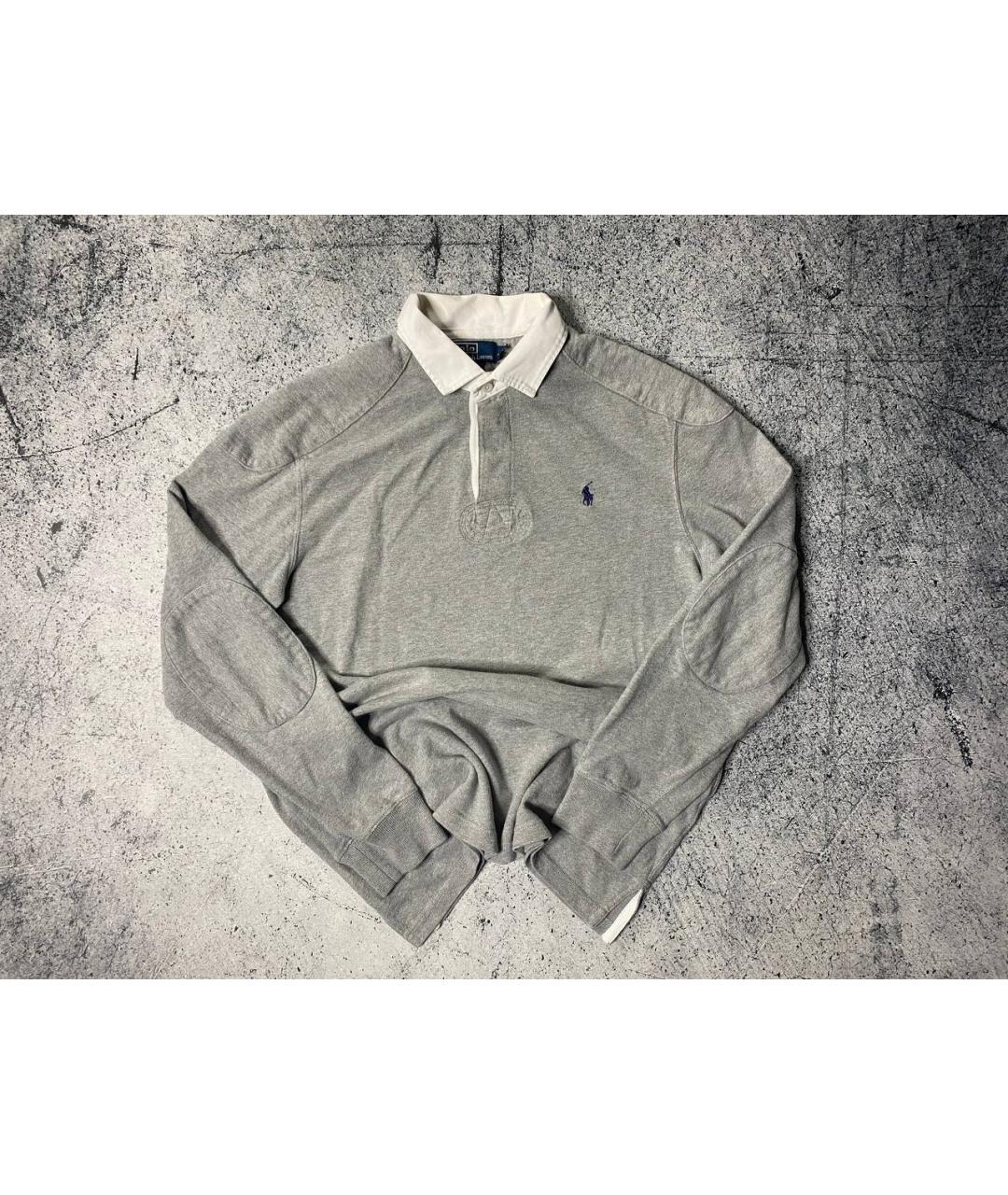 POLO RALPH LAUREN Серое хлопковое поло с длинным рукавом, фото 3