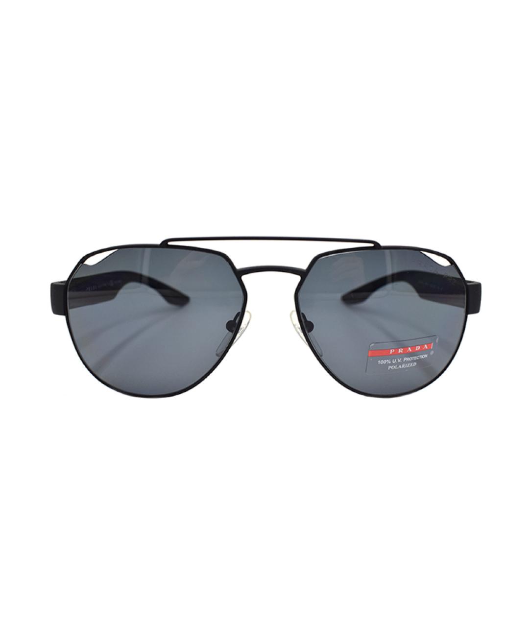 PRADA Черные металлические солнцезащитные очки, фото 1