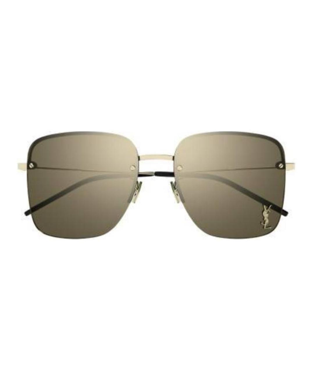 SAINT LAURENT Коричневые металлические солнцезащитные очки, фото 2