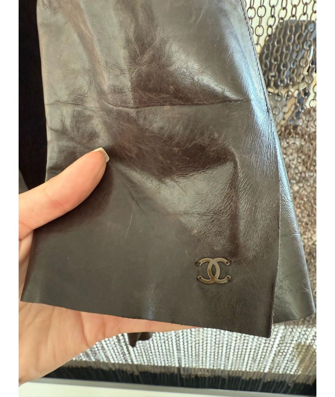 CHANEL Коричневое кожаное пальто, фото 4