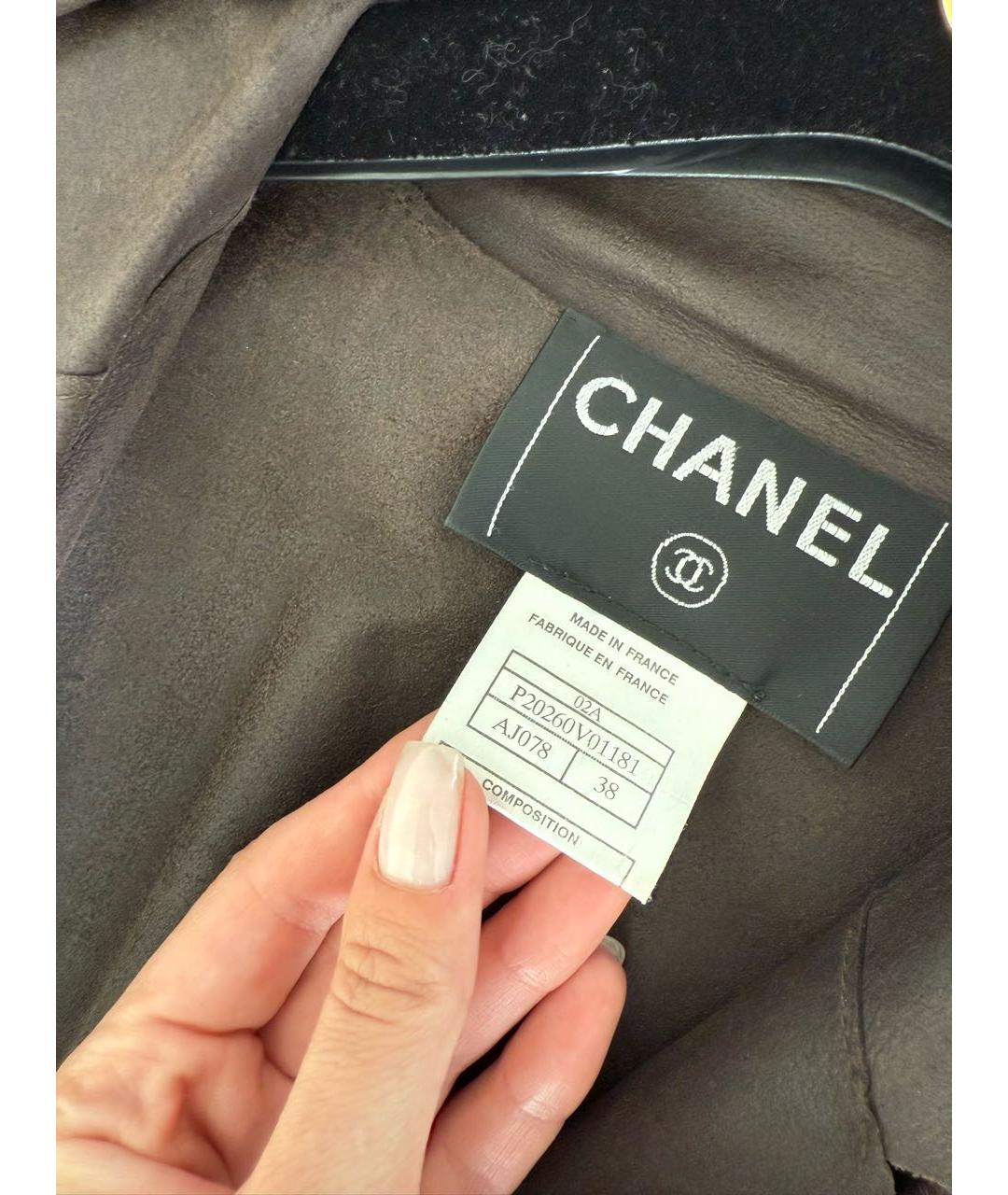 CHANEL Коричневое кожаное пальто, фото 8