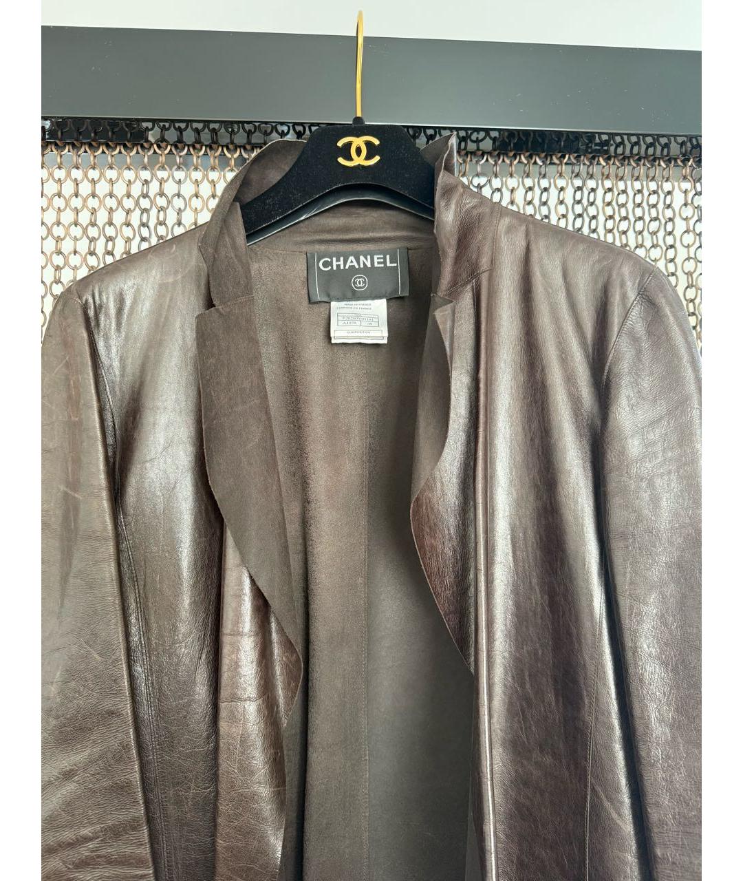 CHANEL Коричневое кожаное пальто, фото 3