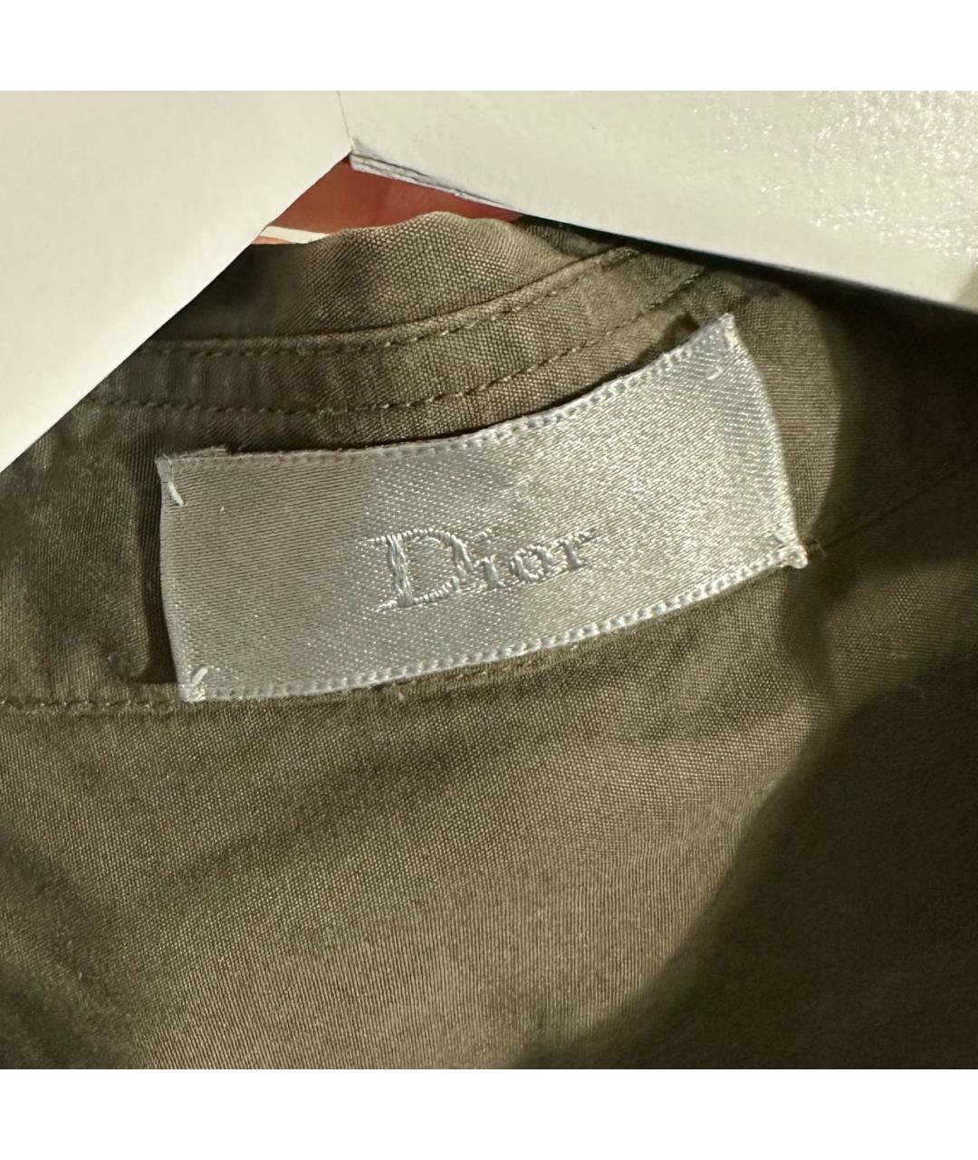 CHRISTIAN DIOR Хаки хлопковая кэжуал рубашка, фото 3