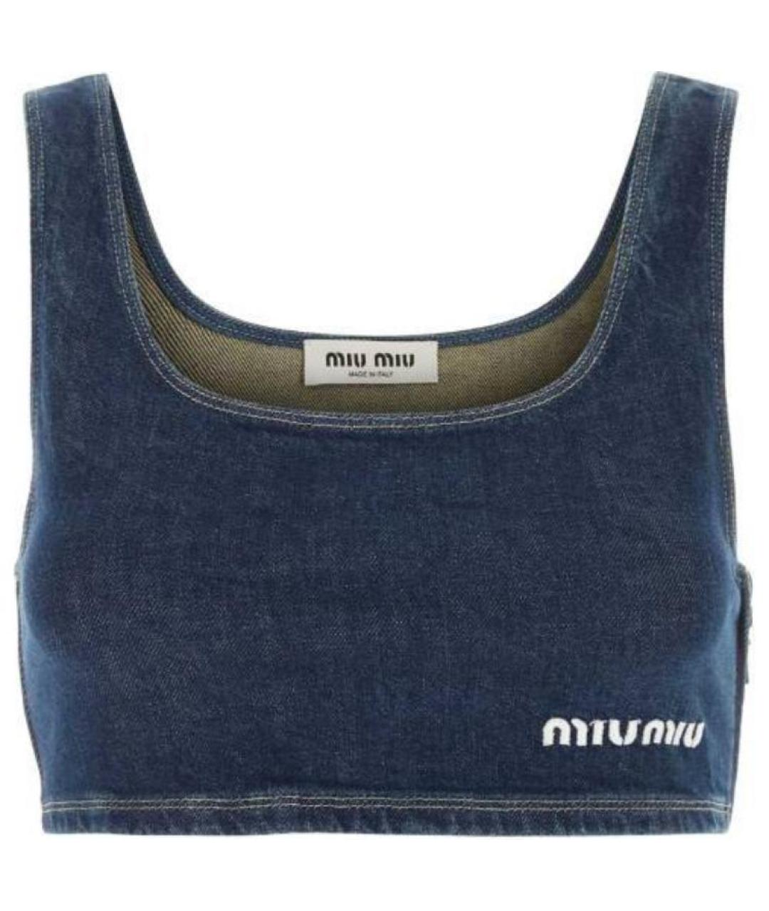 MIU MIU Темно-синяя майка, фото 1