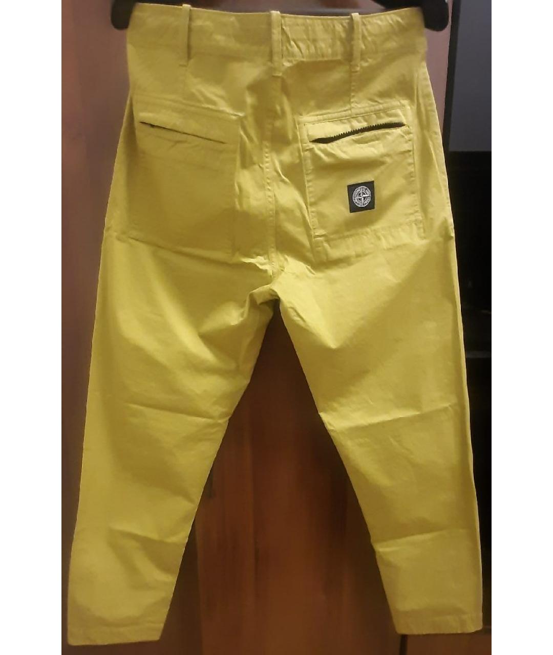 STONE ISLAND Желтые хлопковые классические брюки, фото 2