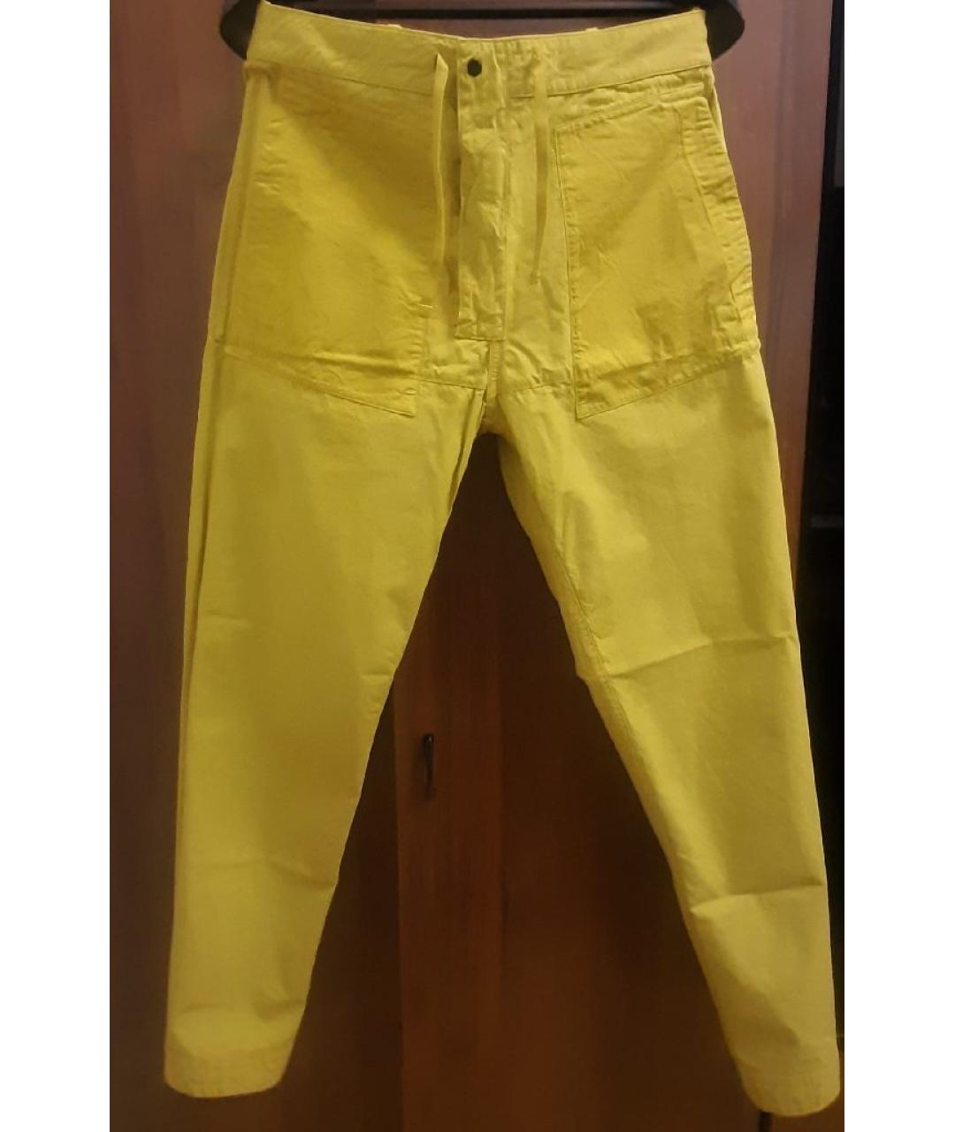 STONE ISLAND Желтые хлопковые классические брюки, фото 5