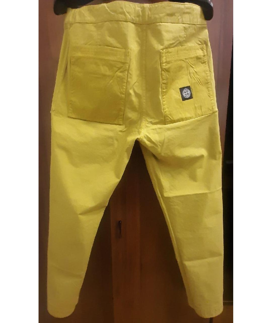STONE ISLAND Желтые хлопковые классические брюки, фото 3