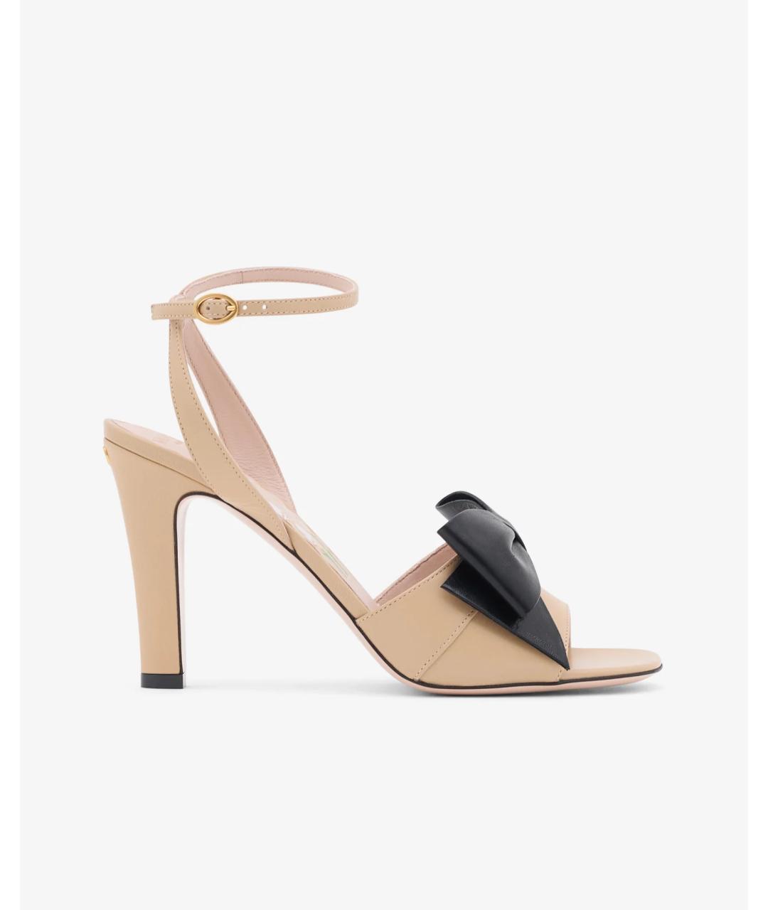 VALENTINO Бежевые кожаные босоножки, фото 5