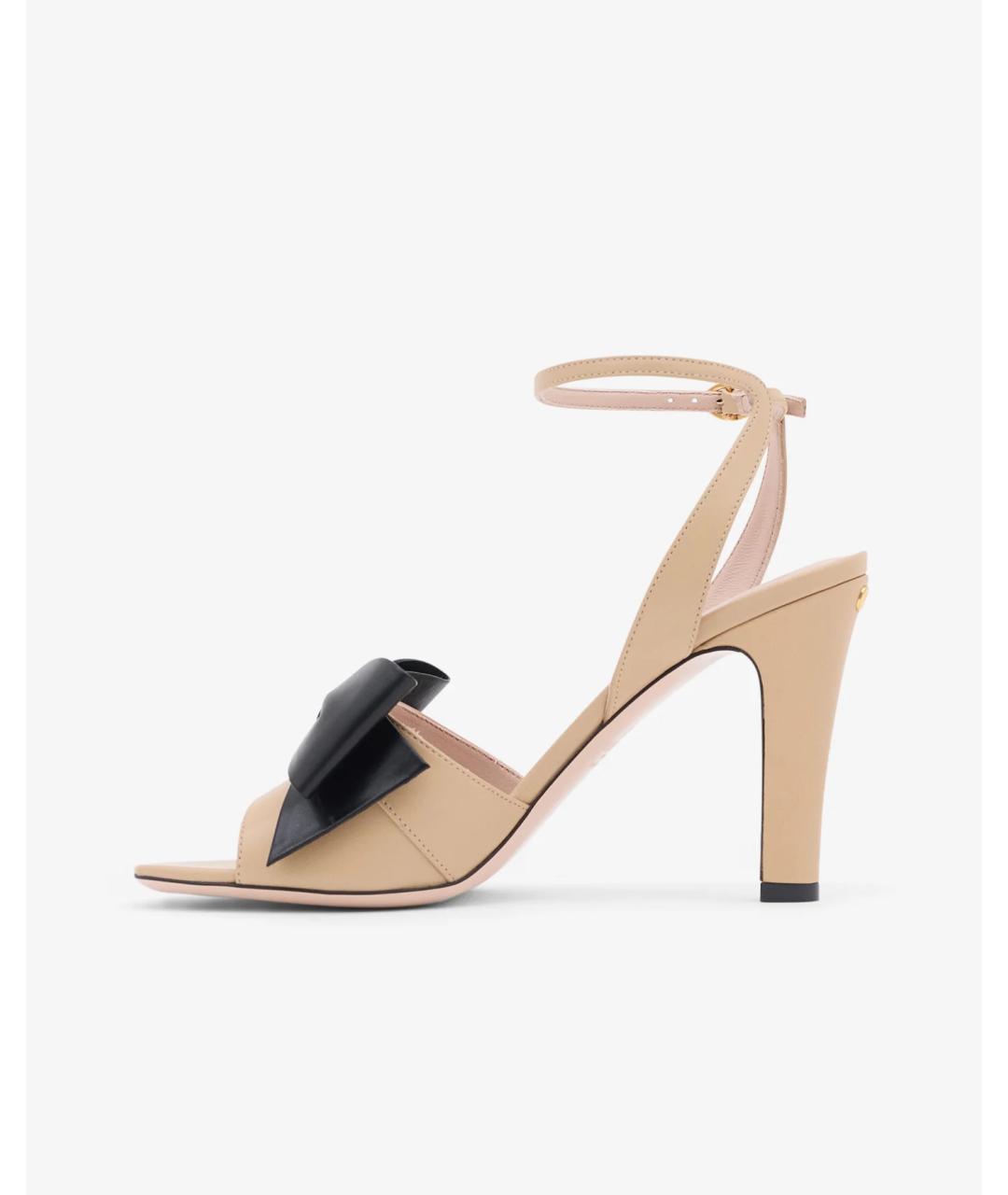 VALENTINO Бежевые кожаные босоножки, фото 2