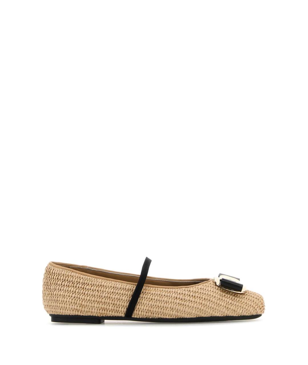 FERRAGAMO Бежевые балетки, фото 1