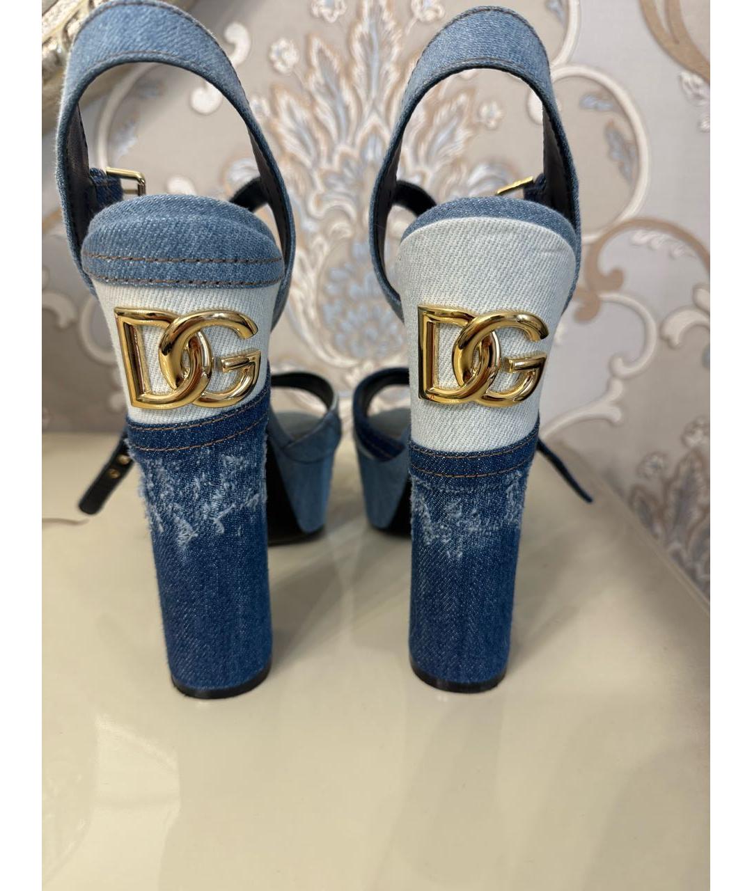 DOLCE&GABBANA Синие текстильные босоножки, фото 4