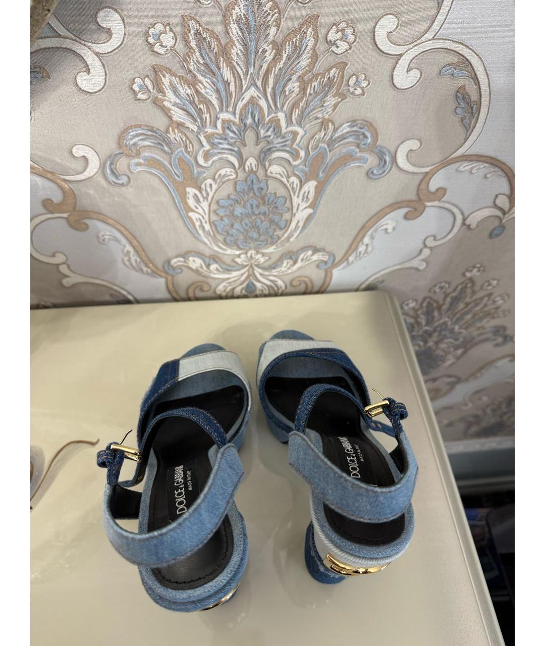 DOLCE&GABBANA Синие текстильные босоножки, фото 3