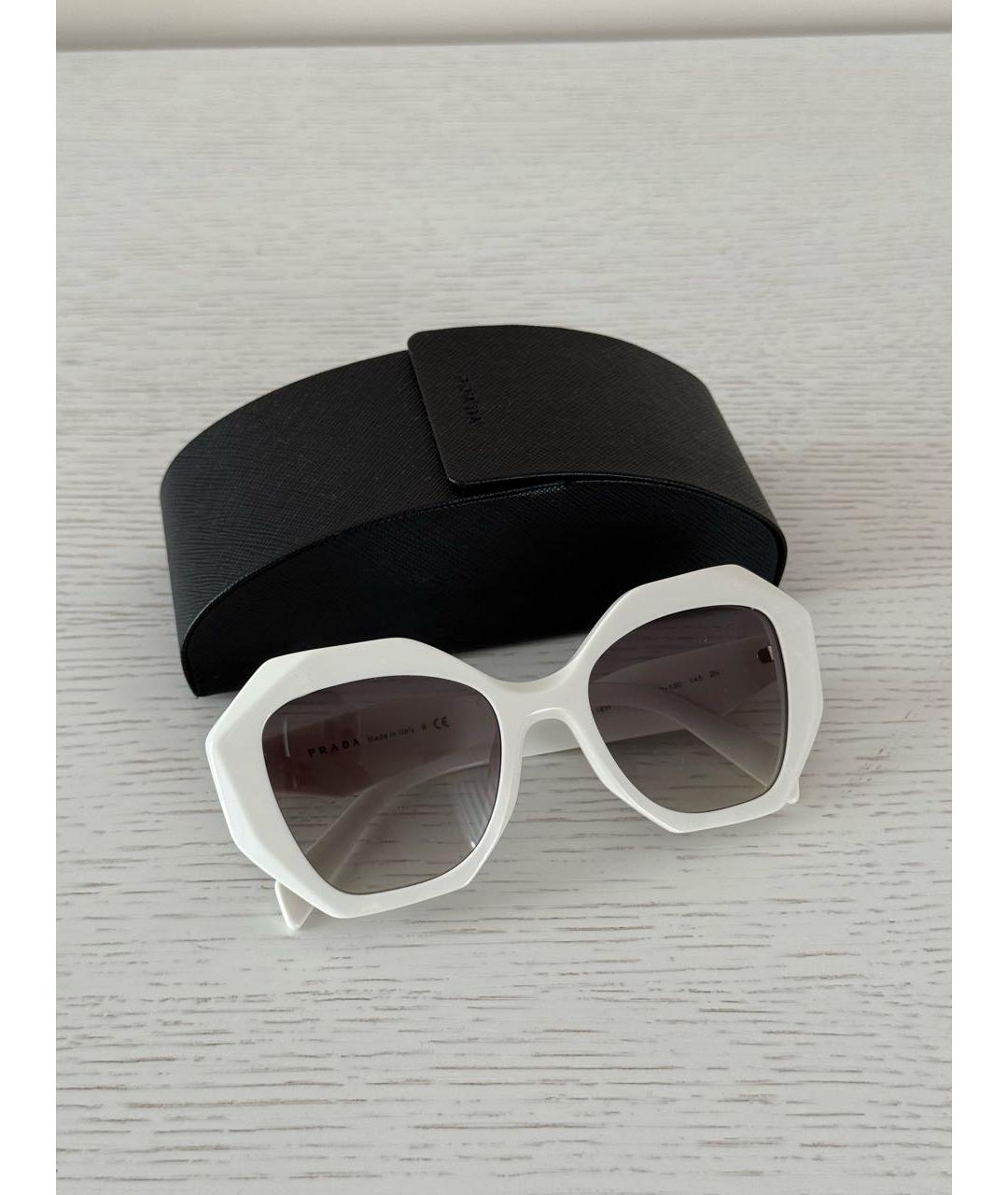 PRADA Белые пластиковые солнцезащитные очки, фото 4