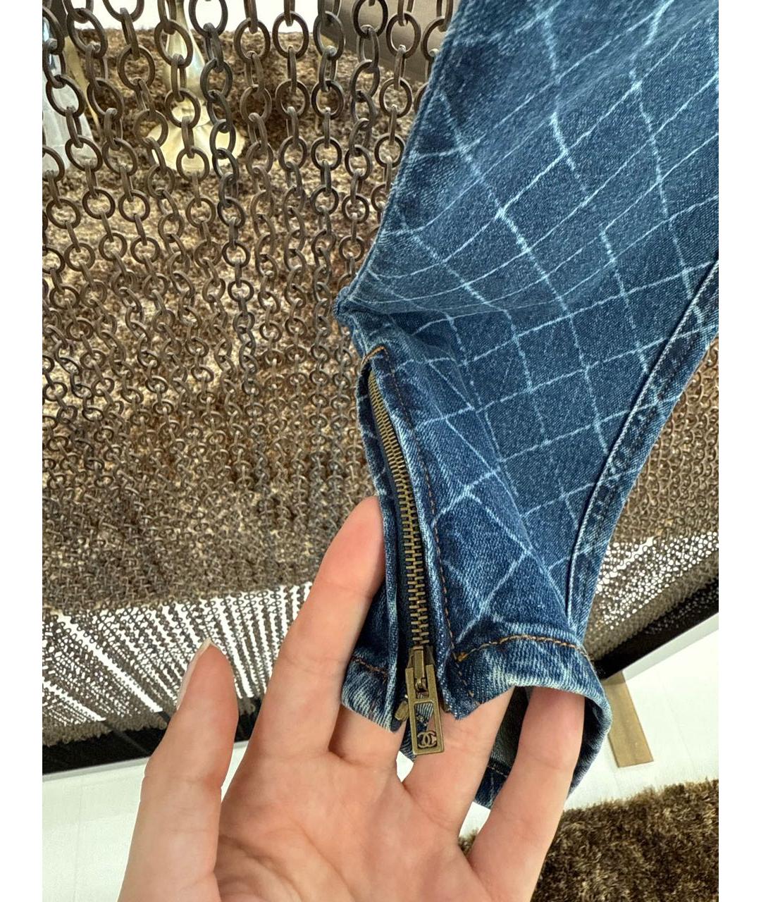 CHANEL Темно-синие хлопковые прямые джинсы, фото 3