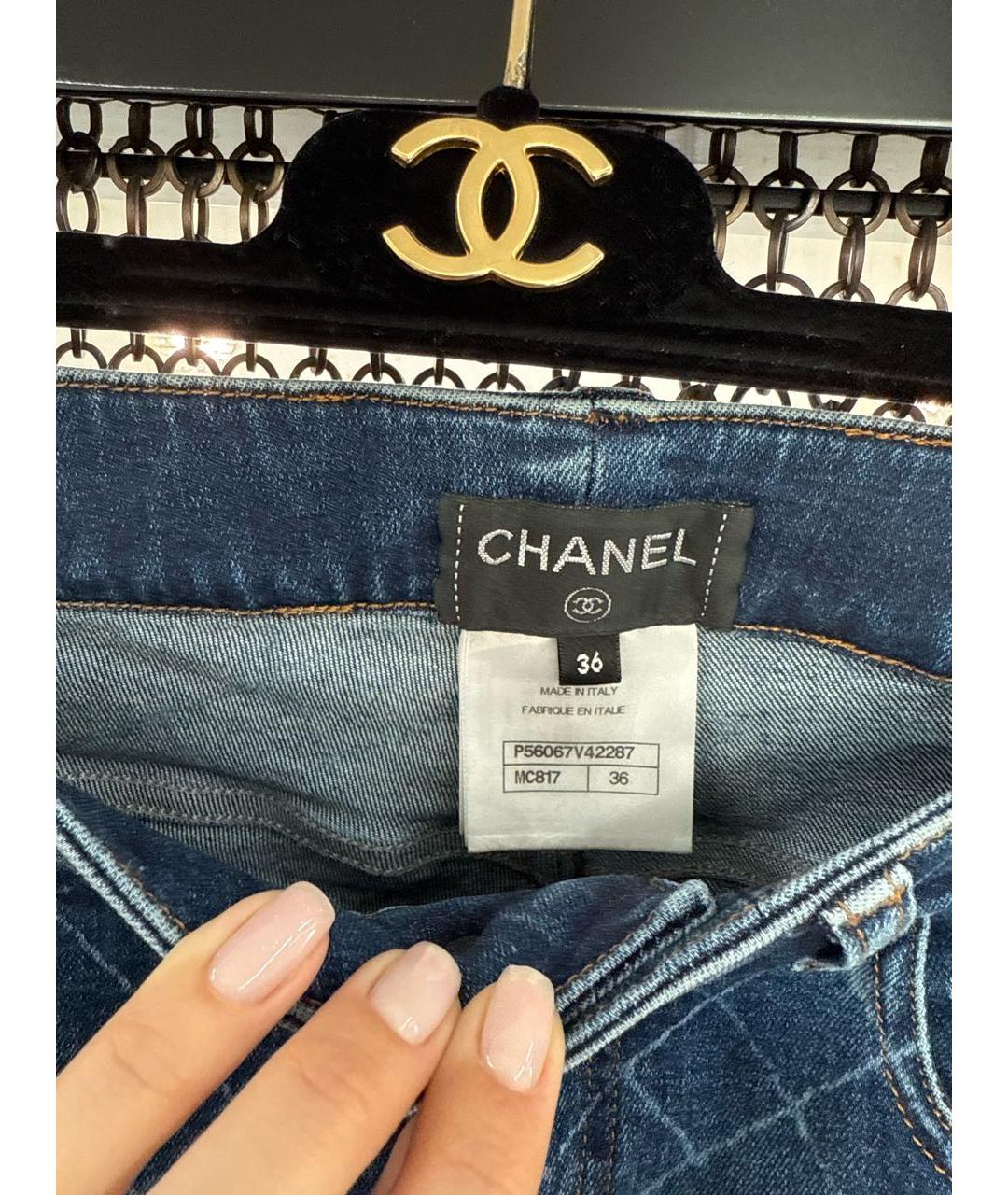 CHANEL Темно-синие хлопковые прямые джинсы, фото 6