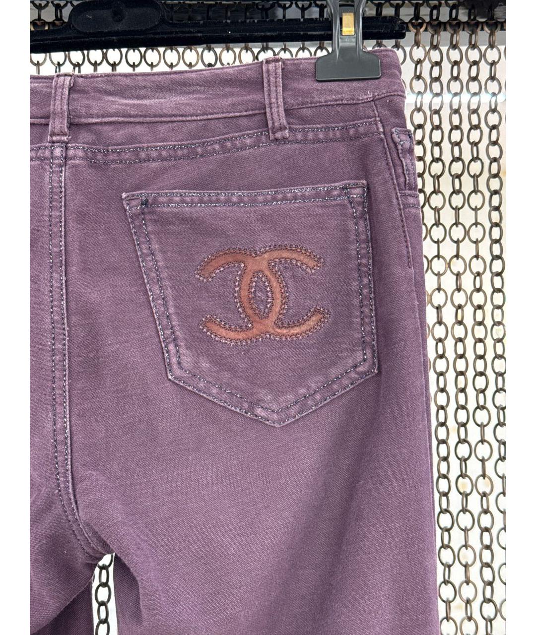 CHANEL Фиолетовые хлопко-эластановые прямые джинсы, фото 5