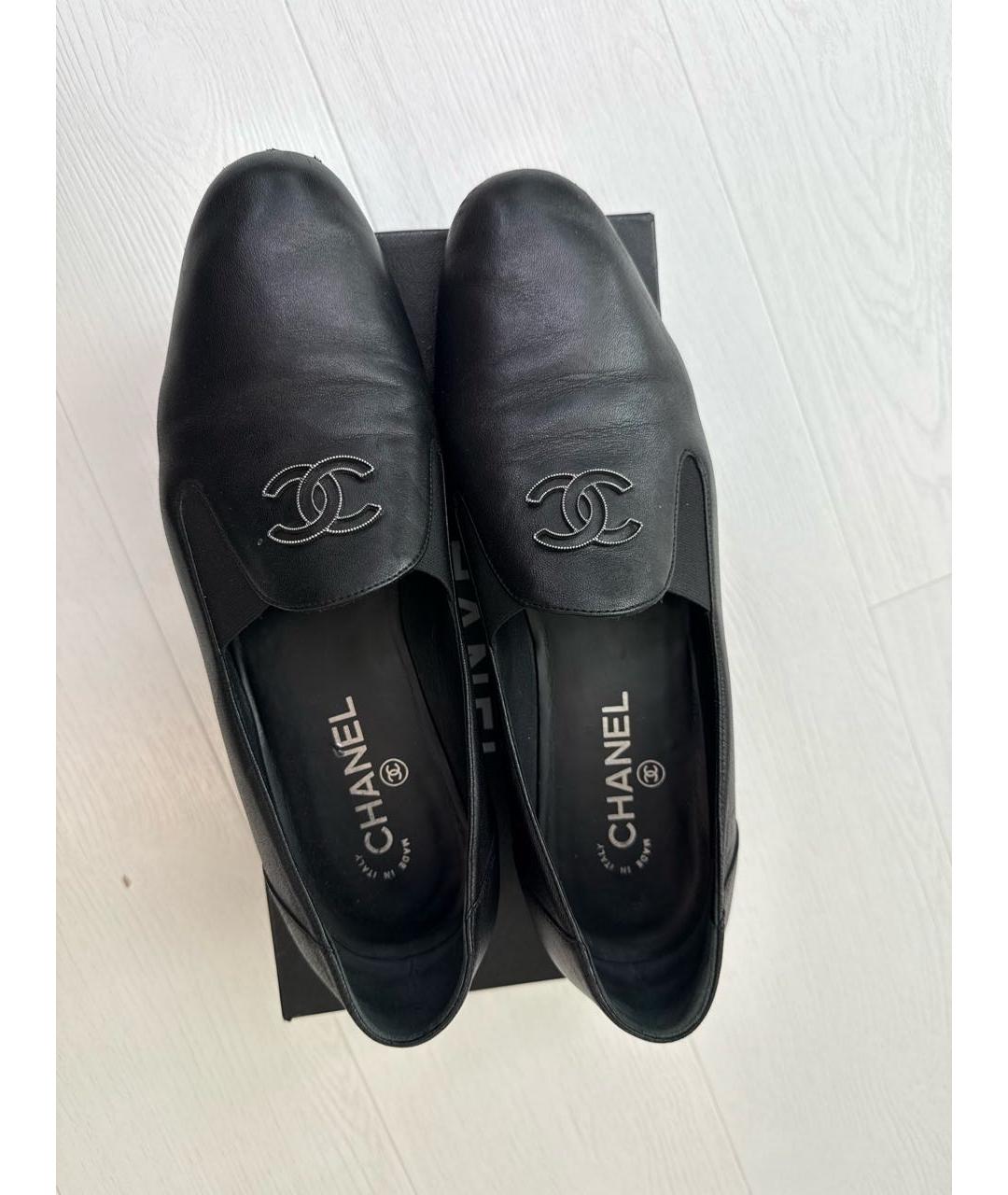CHANEL Черные кожаные мокасины, фото 2