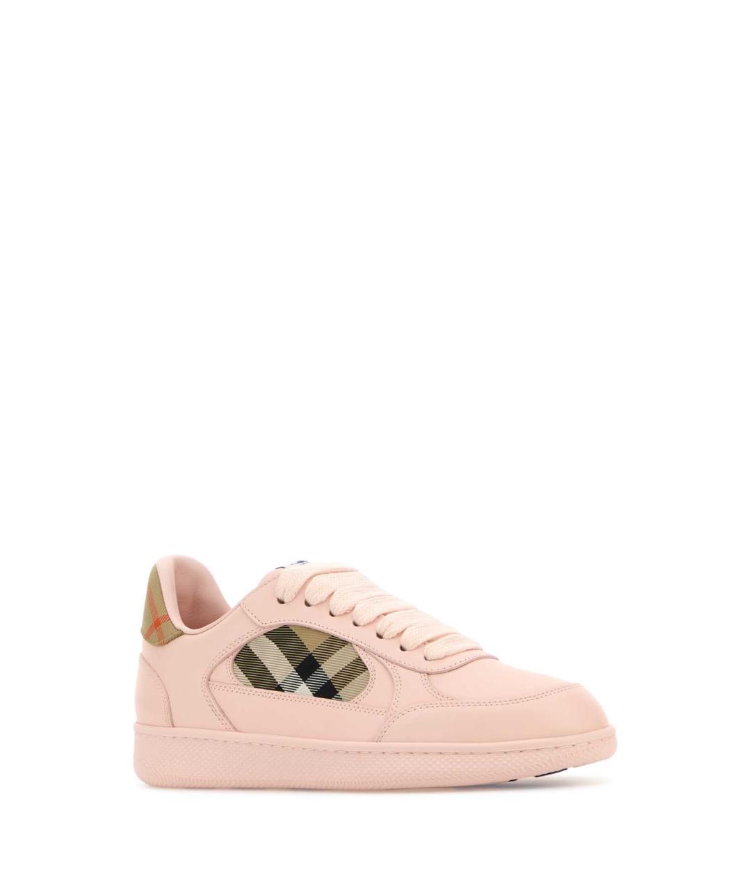 BURBERRY Розовые кожаные кеды, фото 2