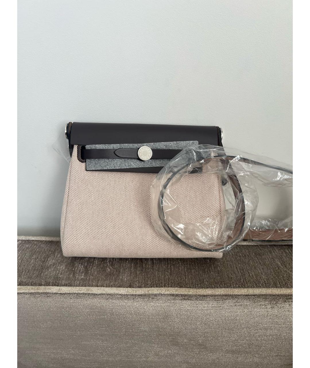 HERMES Бежевая твидовая сумка через плечо, фото 2