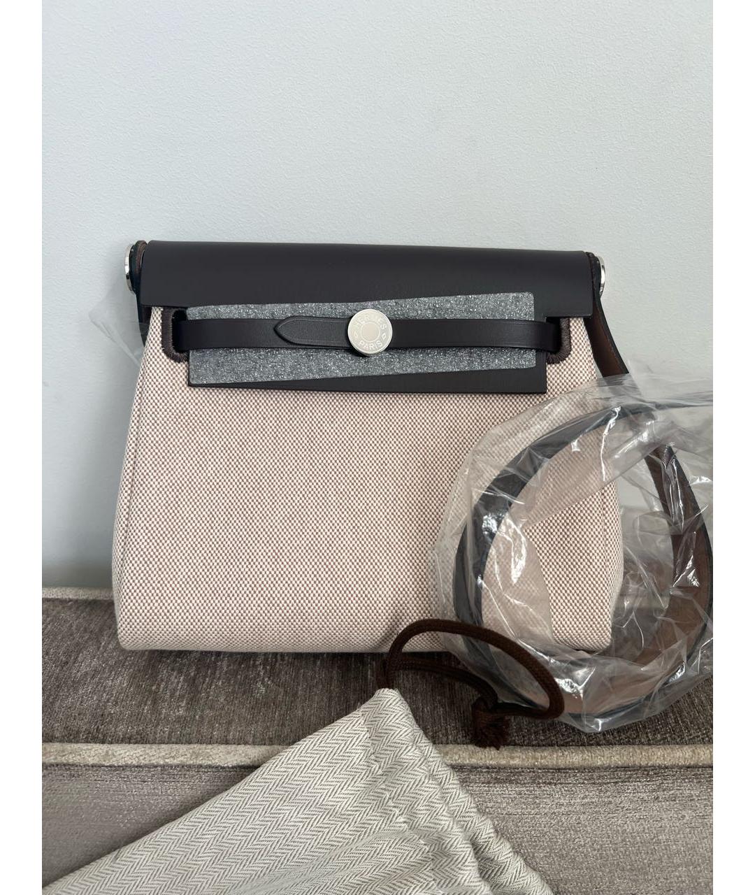 HERMES Бежевая твидовая сумка через плечо, фото 5