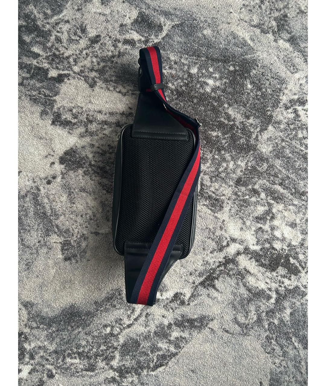 GUCCI Черная кожаная поясная сумка, фото 5