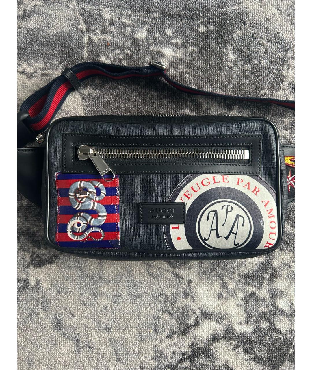 GUCCI Черная кожаная поясная сумка, фото 3