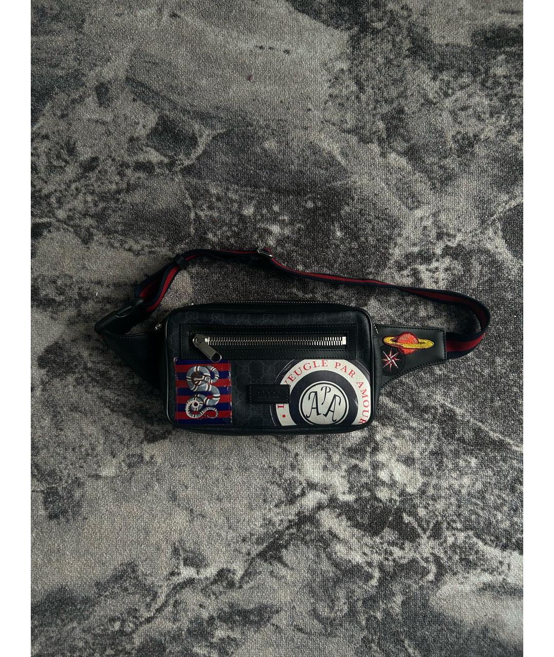 GUCCI Черная кожаная поясная сумка, фото 2